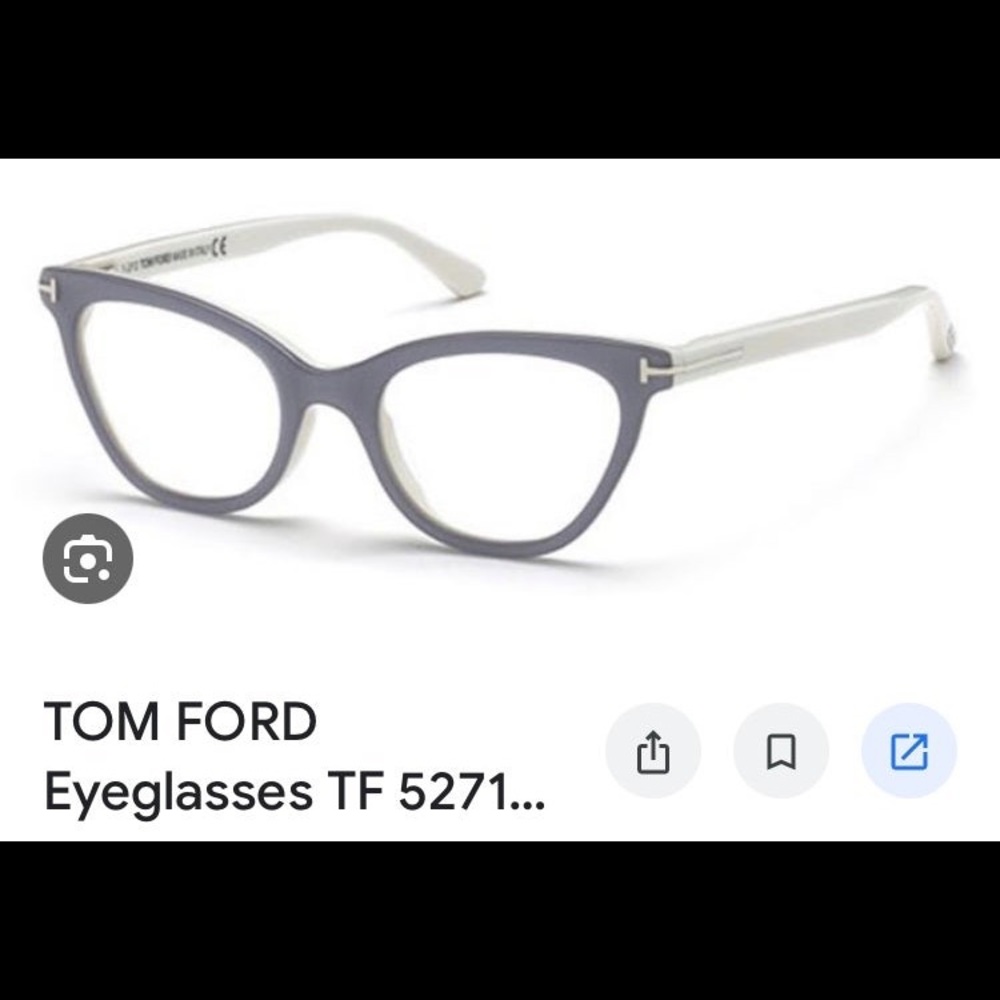 Rare Authentic Tom Ford TF 5271 gray silver white Cat Eye Glasses Italy